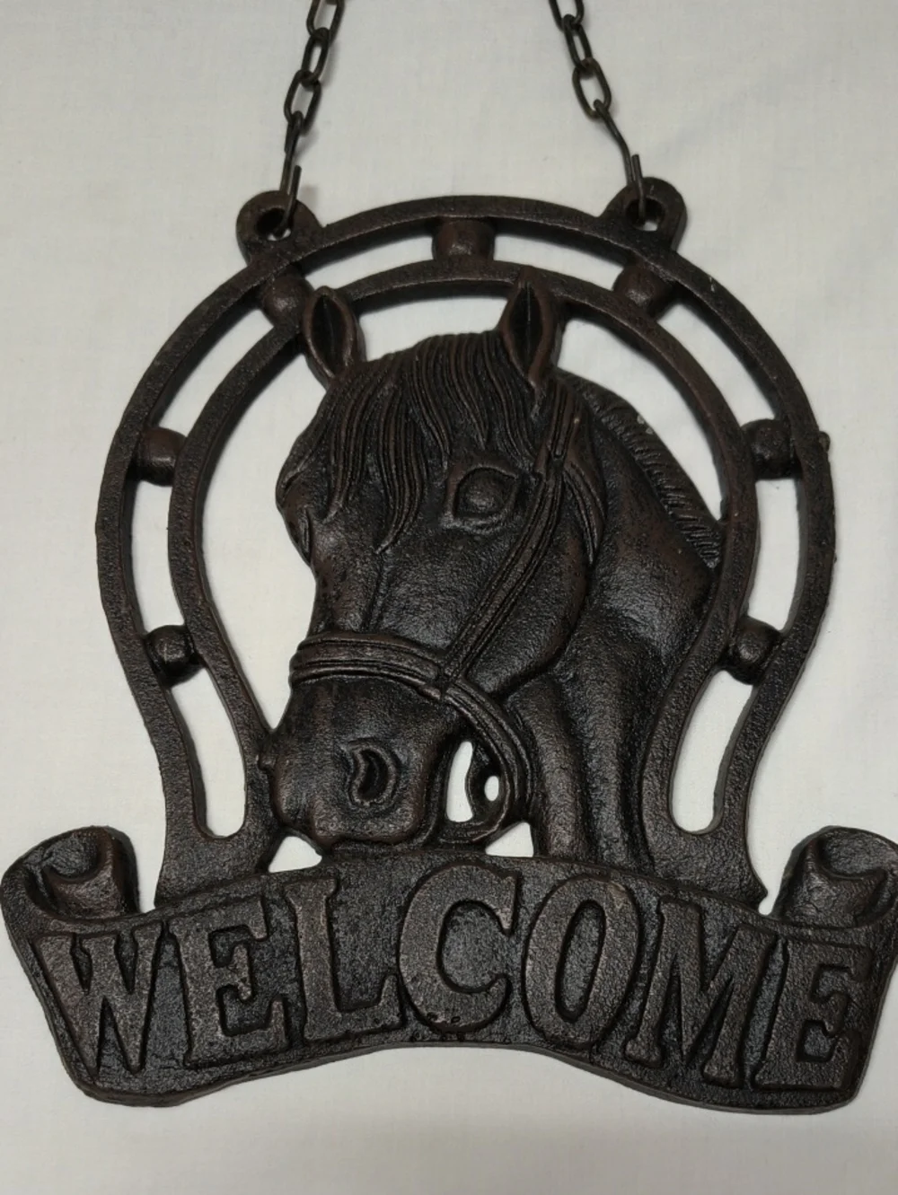 Rustic Western Decor Black Horse 'Welcome' Wall Hanging Heavy Metal